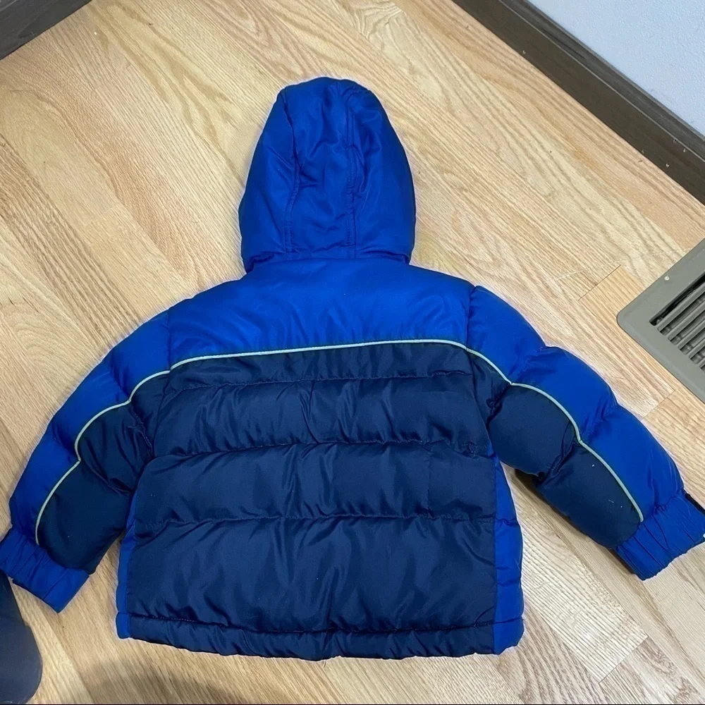 Carter’s Puffer Jacket Blue Green Football Sz 18 Months Full Zip Hooded
